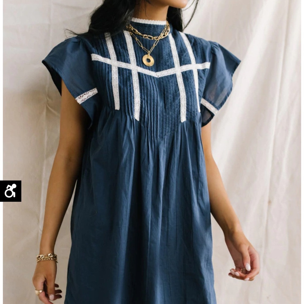 NWT Bohme Mock Neck Lace Trim Dress (long sleeve) Size S - Picture 2 of 14